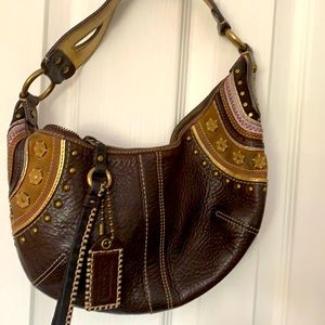 Coach studded leather bag with suede detailing